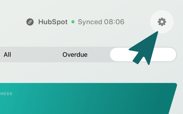 Funnel-up app with settings gear icon